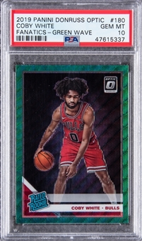 2019-20 Panini Donruss Rated Rookie Optic Fanatics Green Wave #180 Coby White Rookie Card - PSA GEM MT 10